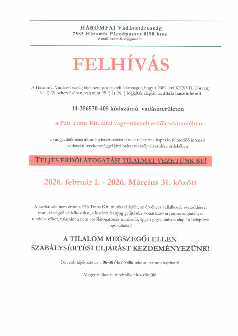 erdőlátogatási tilalom